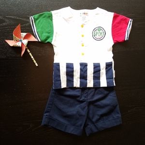 Boys XS Basketball Jersey with navy shorts